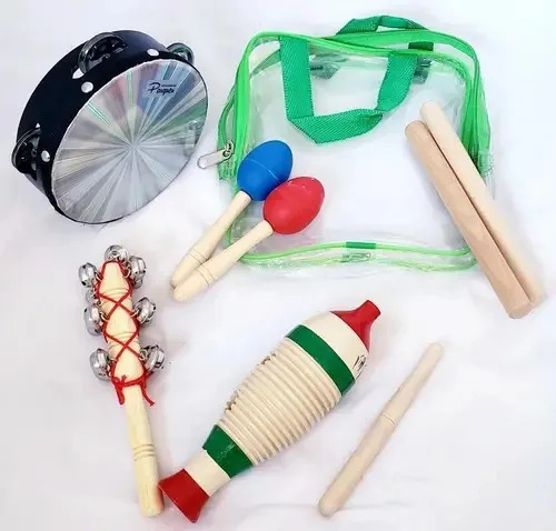 Conjunto de percussão infantil Parquer Tz5b Maracas Pandeiro