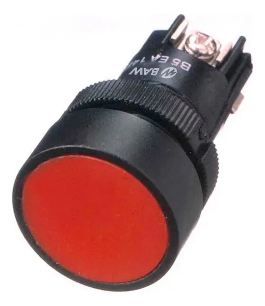 Botão de pressão com botão plano Ø22 Verde Na/Vermelho Nc Baw