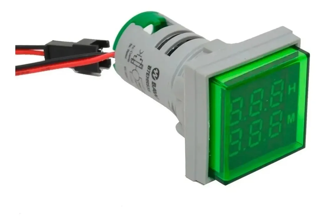 Cronômetro LED digital Mini Square 999 horas - 60 minutos, cor verde