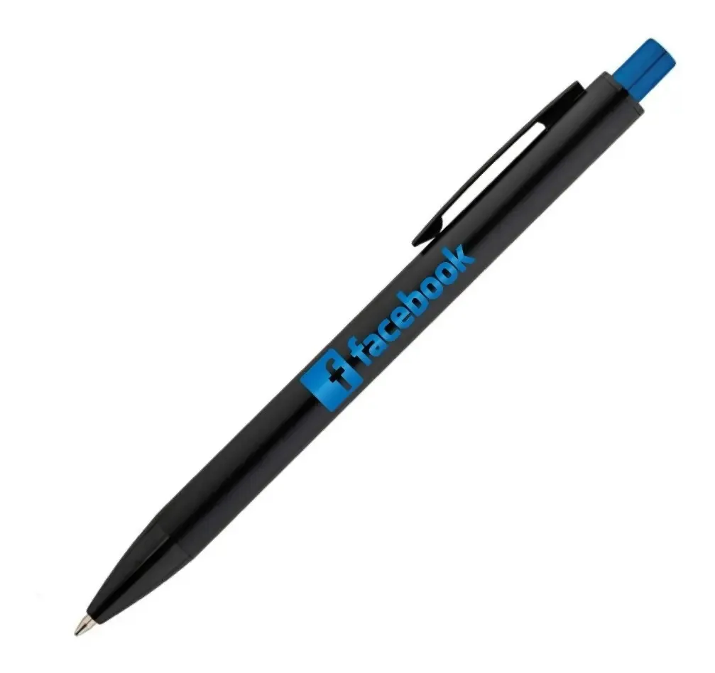 50 canetas de metal com tinta azul e logotipo a laser