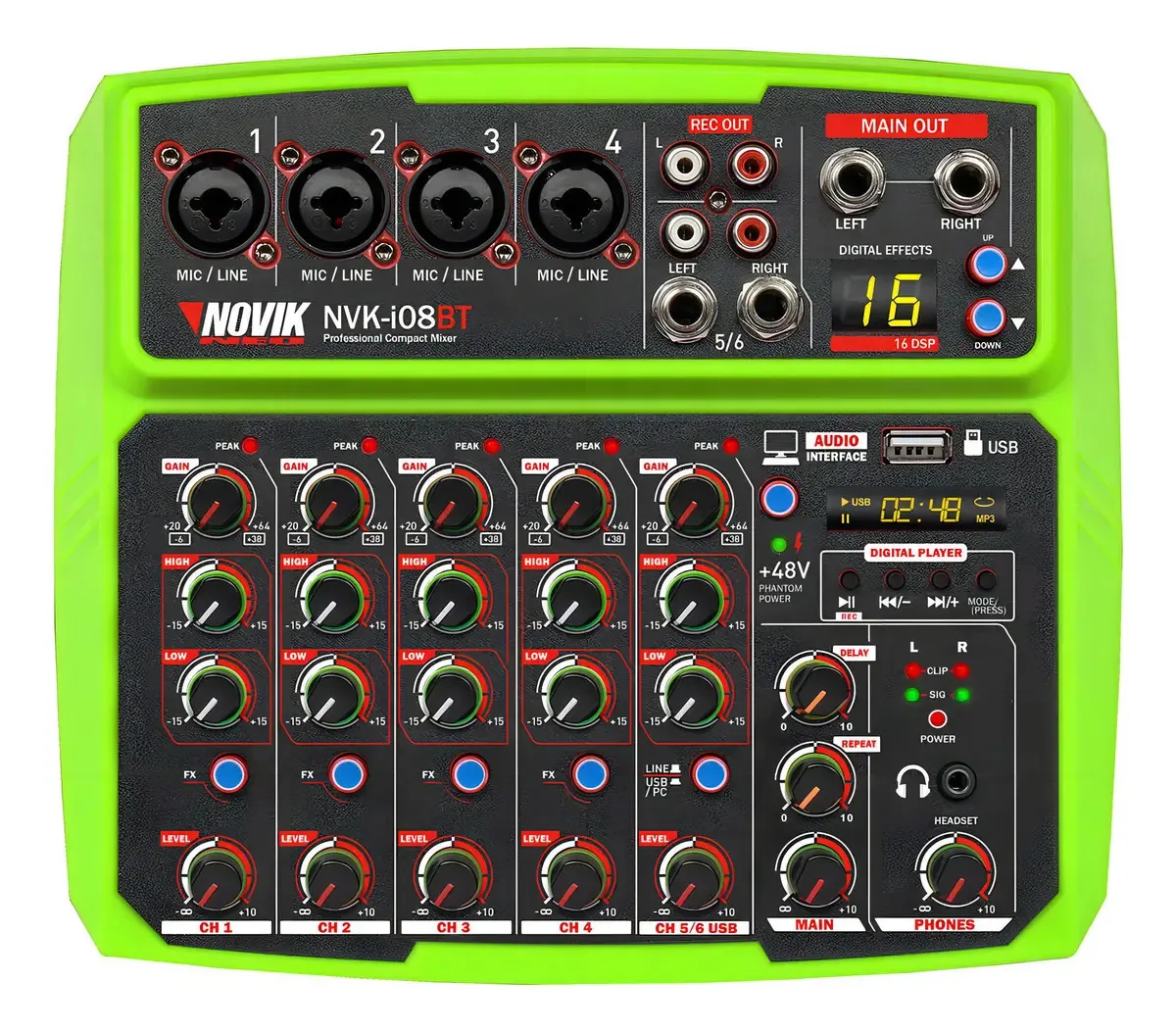 Mesa de Som Novik Neo NVK i08BT 8 Canais Bluetooth USB