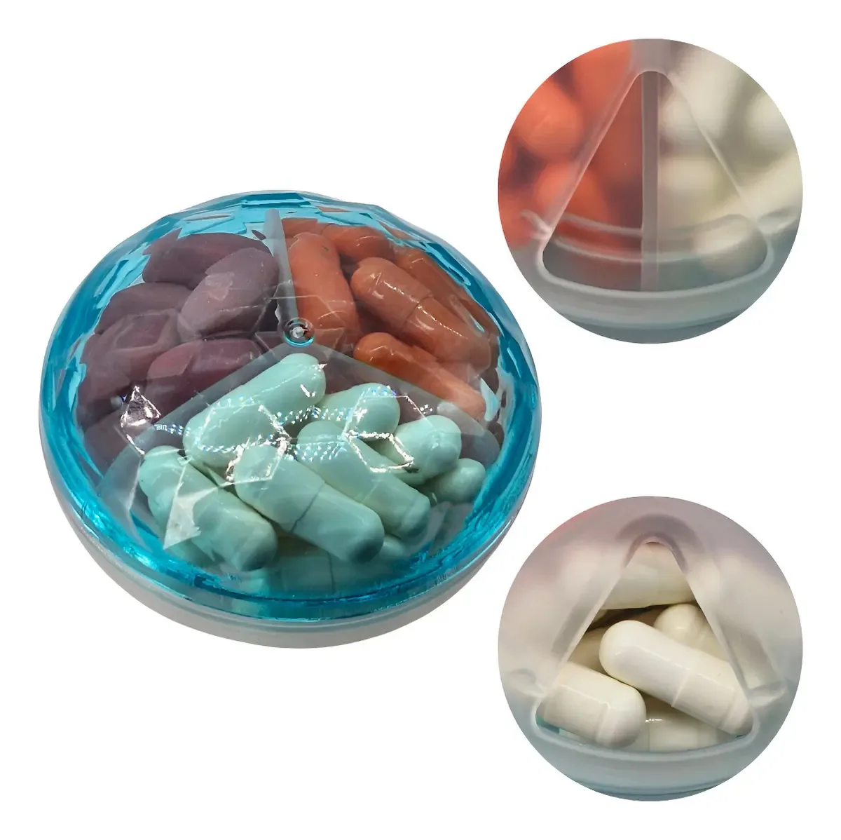 Porta Remedios Compacto Caixa Para Comprimidos Mini Vitamina Cor Azul-turquesa