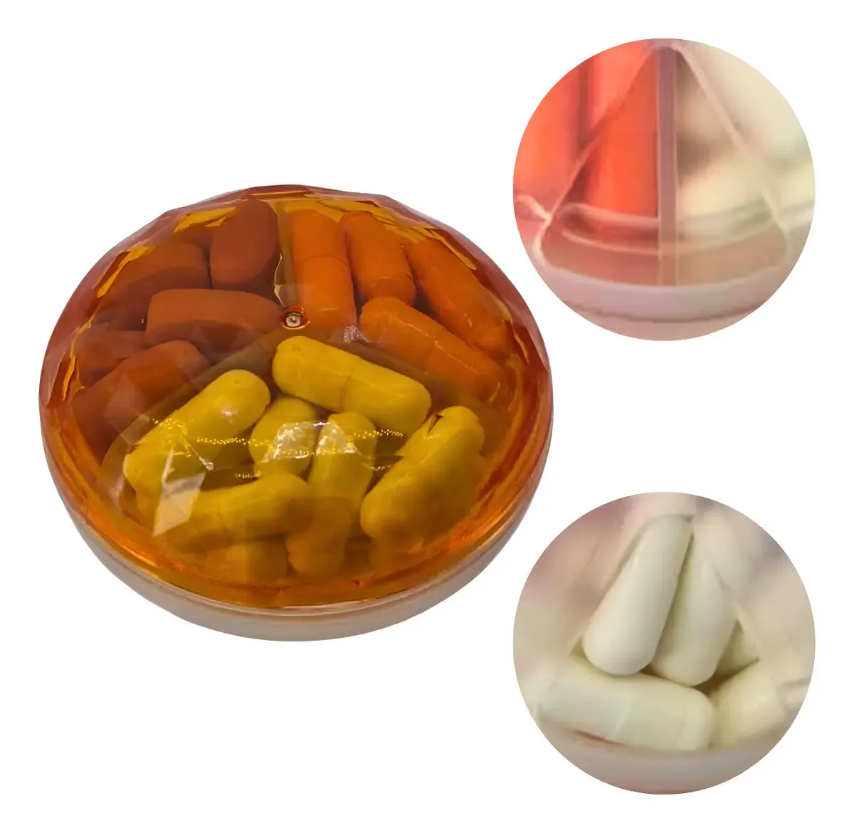 Porta Remedios Compacto Caixa Para Comprimidos Mini Vitamina Cor Laranja