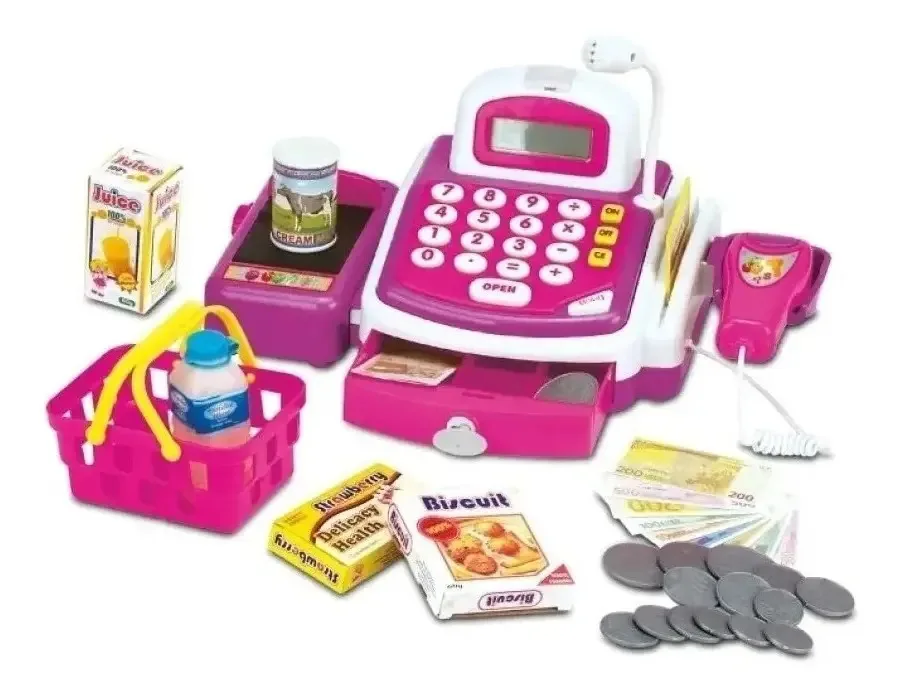 Caixa registradora Juliana com acessórios e microfone 029 cor rosa