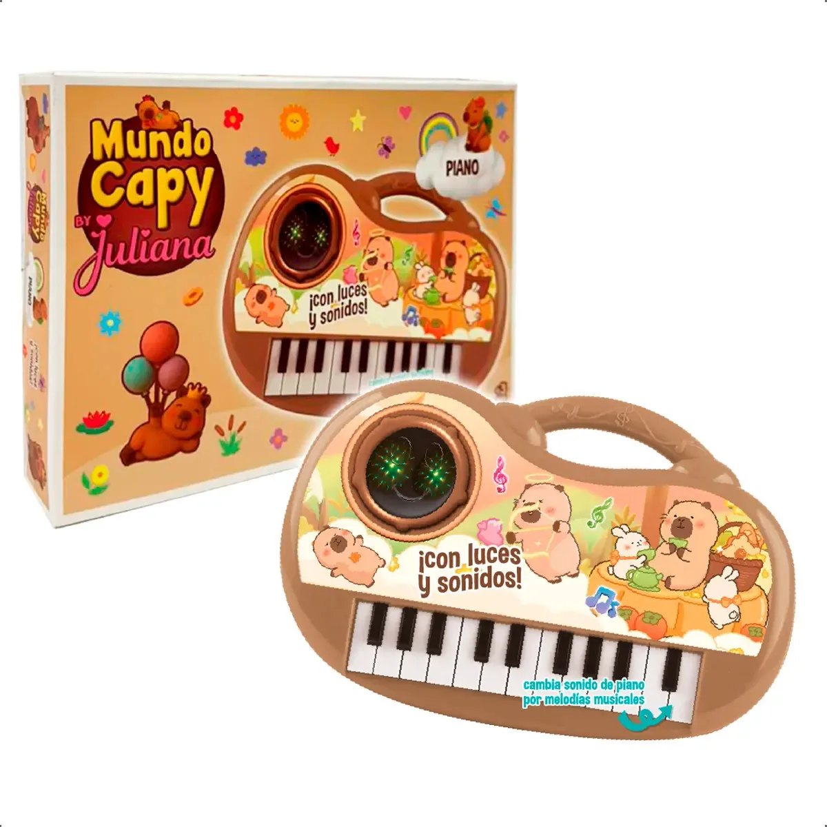 Piano Mundo Capy com luz e som - castanho