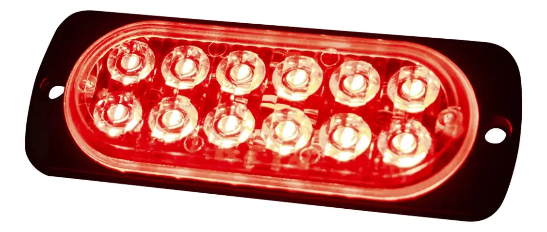 Farol LED vermelho 12w 2 linhas 6led 12v 24v NL231-12-vermelho