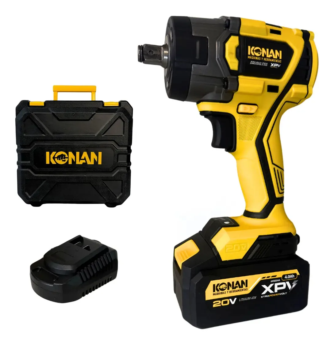 Chave de impacto sem fio Konan Chaves de impacto de bateria KLI0620BV amarelas
