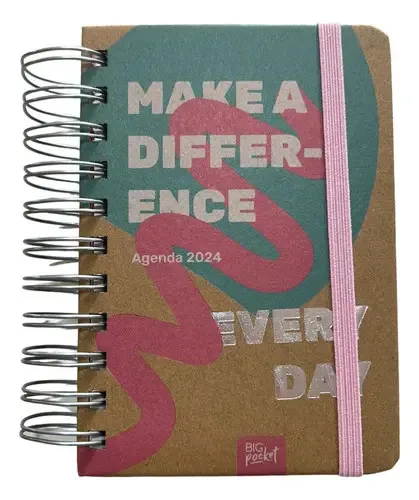 Diário de bolso pastel 2024 10x15cm - Bolso grande