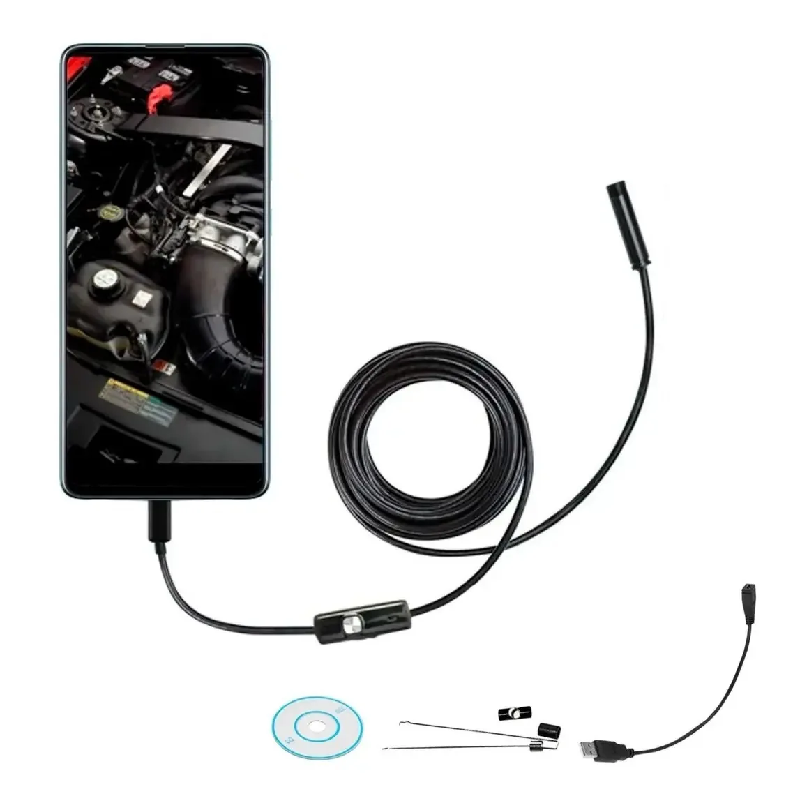 Câmera endoscópica de boroscópio 1,5 Mts Usb Android para celular PC