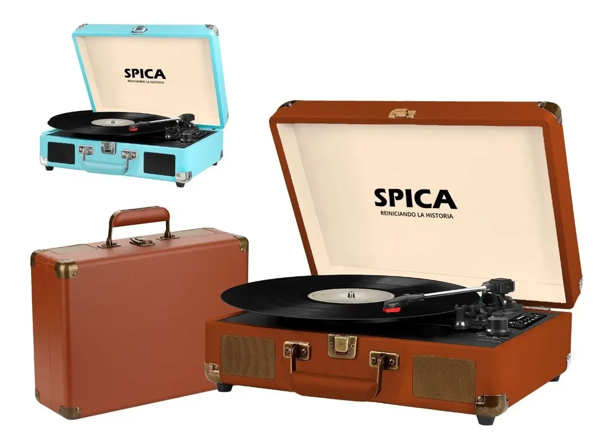 Toca-discos de vinil Bluetooth com alto-falante vintage Spica SP-t90