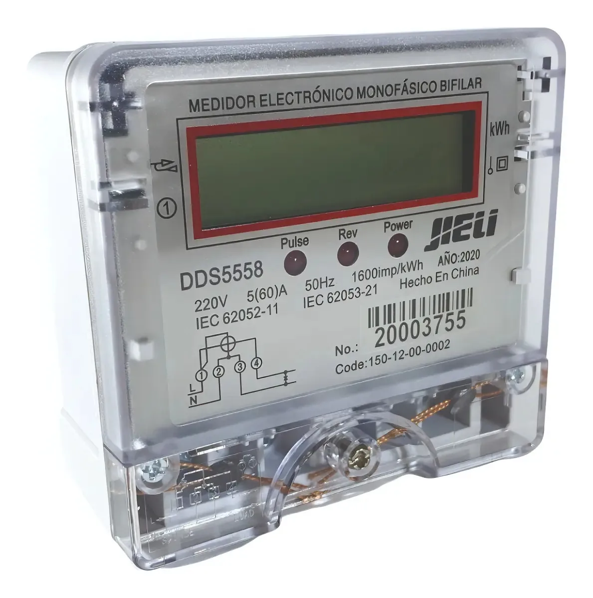 Medidor de electricidad digital Jieli DDS558 doméstico monofásica -