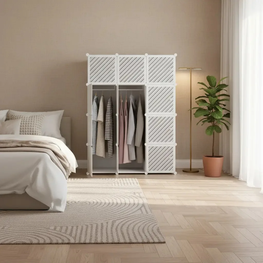 Placard, guarda-roupa, prateleiras, roupas, móveis, cabide, imback, branco