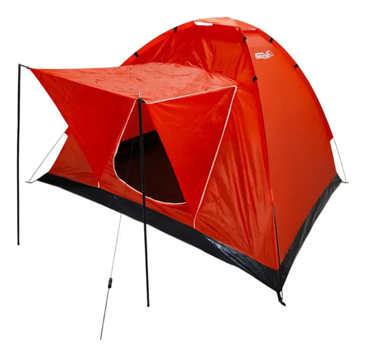 Barraca de iglu para 4 pessoas com beirais 200x200x130cm, cor de acampamento, laranja