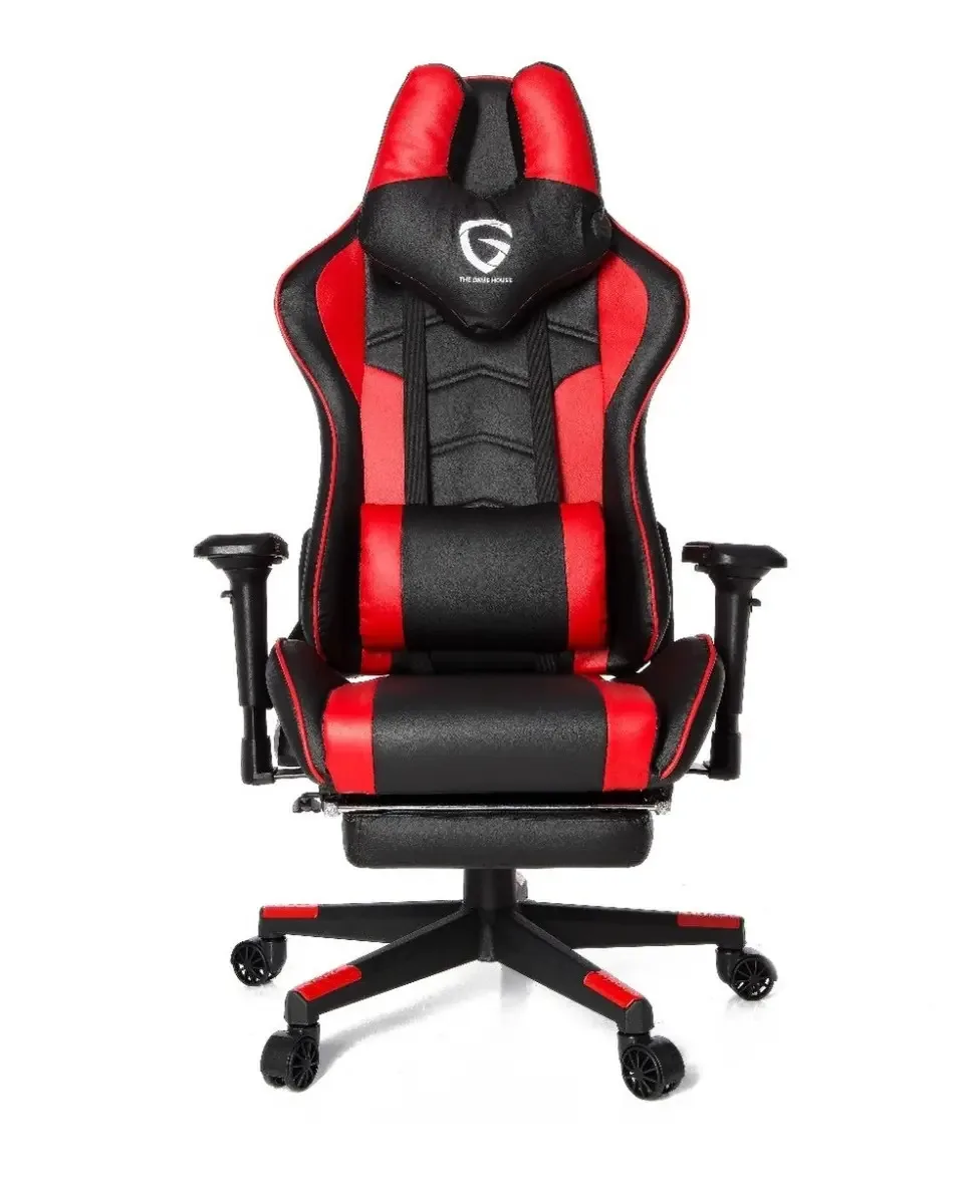 Cadeira Gamer, pescoço ergonômico, reclinável, apoio para pés, PC, cor Gamer, vermelho