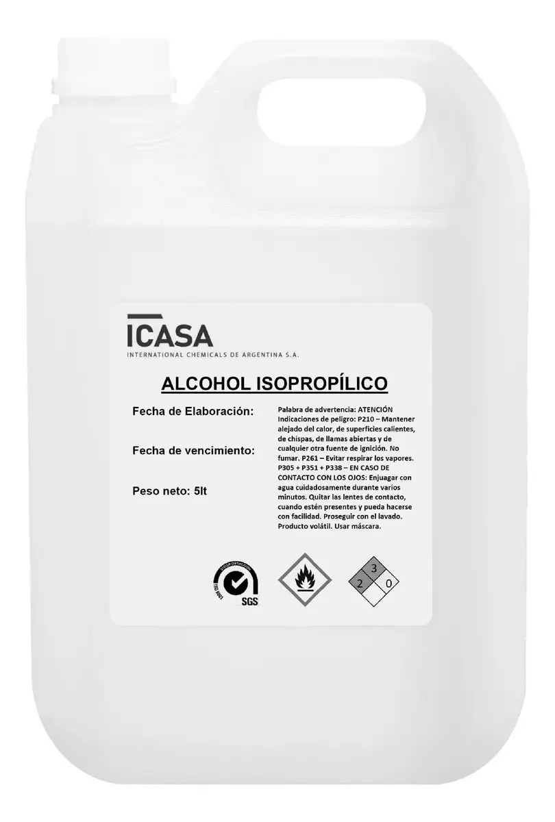 Álcool isopropílico X 5lt de pureza máxima 99% para eletrônicos - Icasa