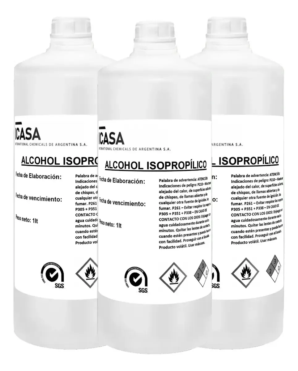 Álcool isopropílico X 3lt de pureza máxima de 99% para eletrônicos - Icasa
