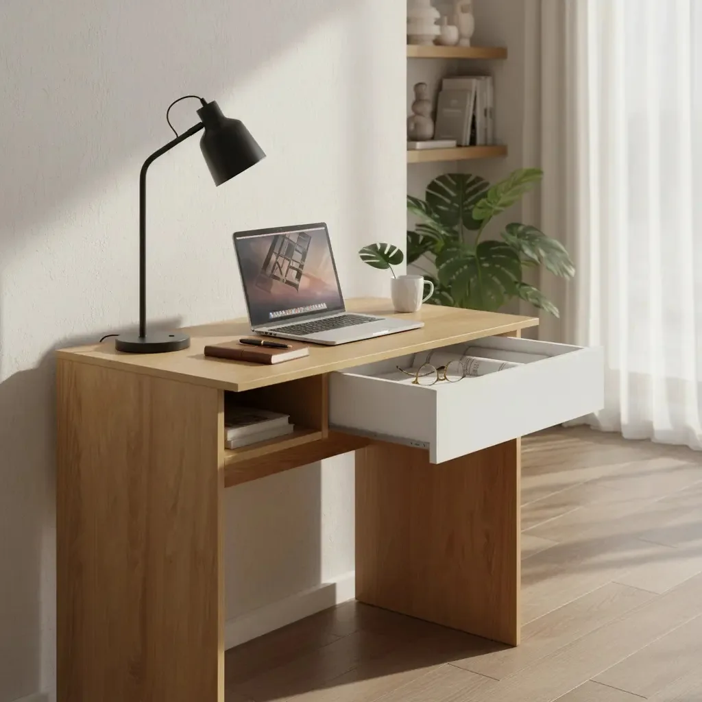Mesa para PC Notebook Mesa 1 gaveta 90cm+++ Hickory/White