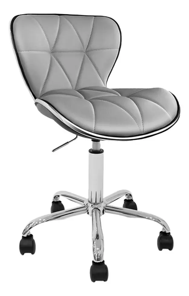 Cadeira giratória com rodas para PC, mesa de escritório, cor cinza