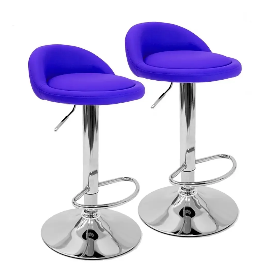 Par de bancos Stools X2 para café da manhã, bar, cores, acabamento da moldura, cor cromada, azul