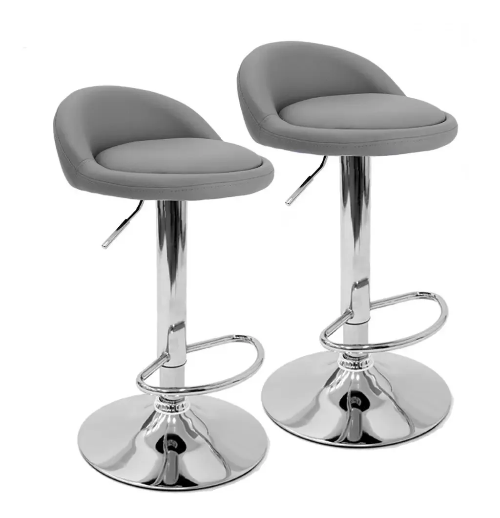 Par de bancos Stools X2 para café da manhã, bar, cores, acabamento da moldura, cor cromada, cinza