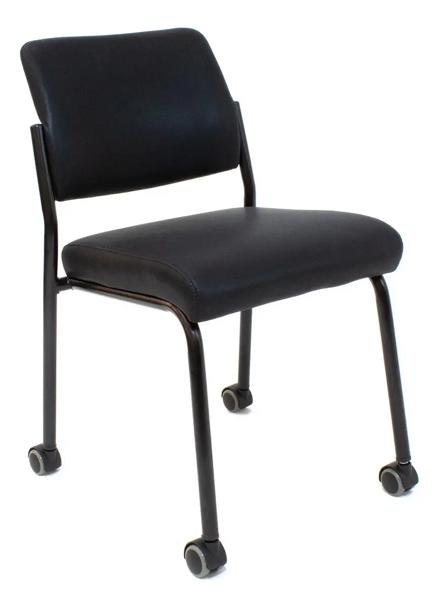 Cadeira de escritório Newmo, rodas, empilhável sem apoios de braços, tecido vivo, mesa de recepção