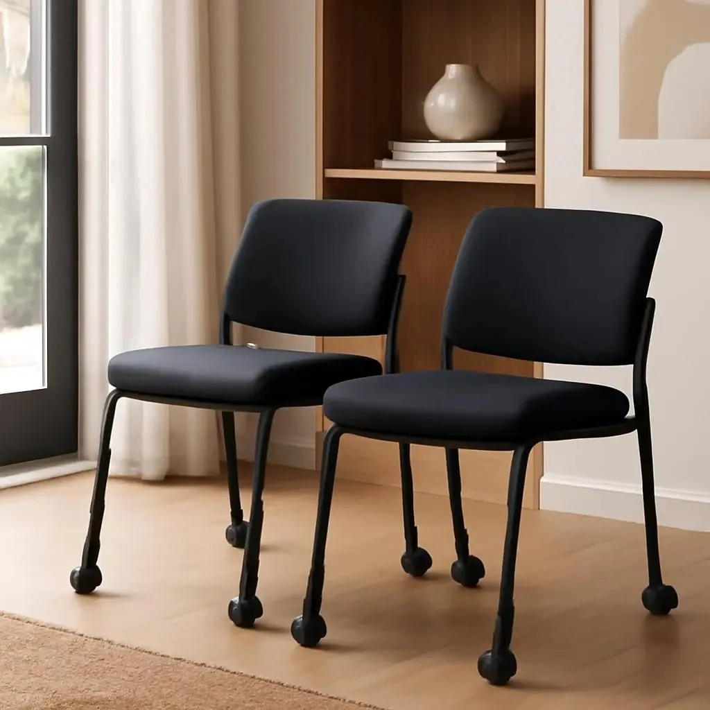 Cadeira de escritório Newmo X2 Wheels empilhável sem apoios de braços Living Fabric Reception Desk