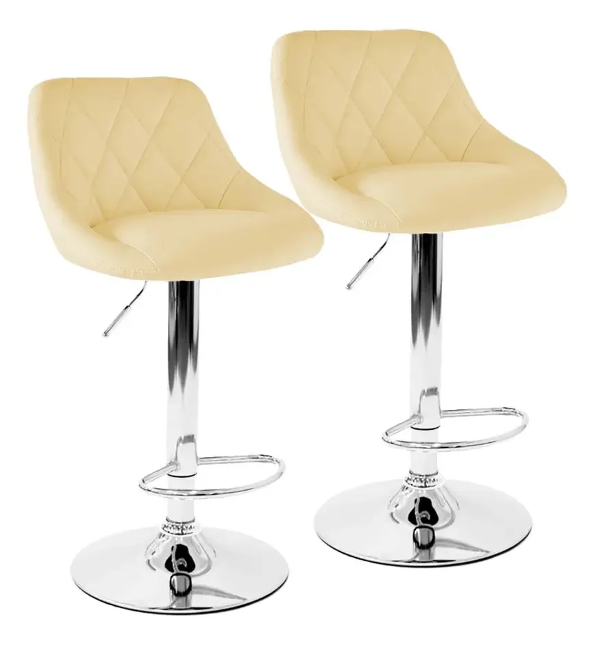 Banqueta de café da manhã ajustável Newmo X2, banqueta de bar alta, acabamento da moldura, cor cromada, bege