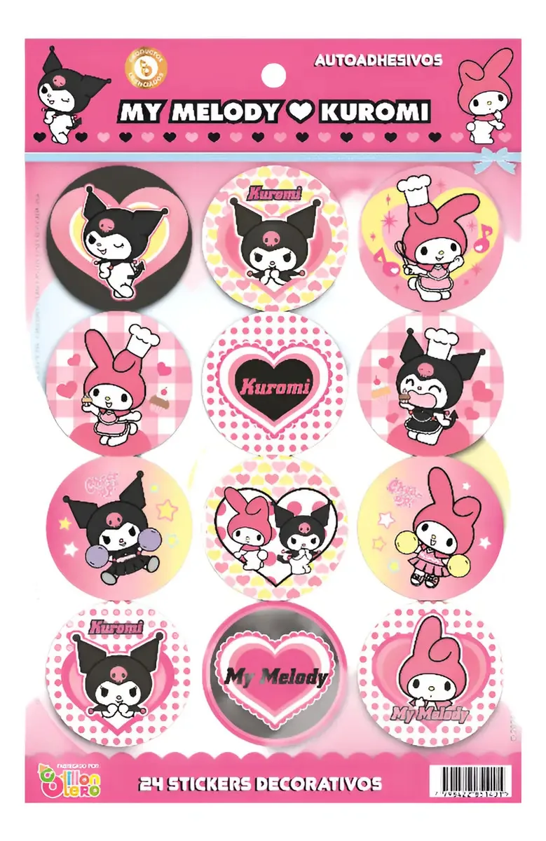 Adesivos decorativos X 48u. - My Melody & Kuromi