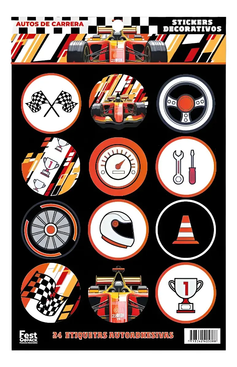 Adesivos decorativos X 24u. - F1 Race Cars