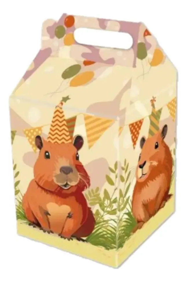 Caixas surpresa de aniversário - Capybara Carpincho - X 6u