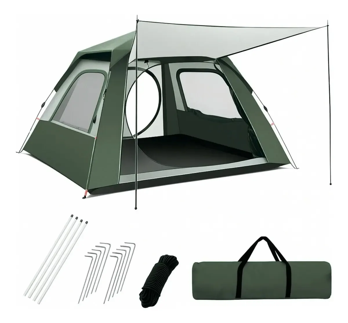 Tenda automática com beirais 240x240x155 Professional 4/5 por cor verde