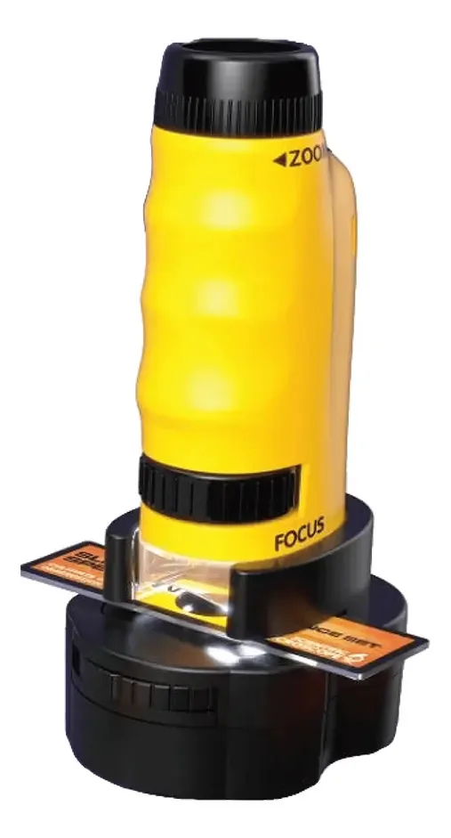 Microscópio de microdescoberta portátil Techkids com luz