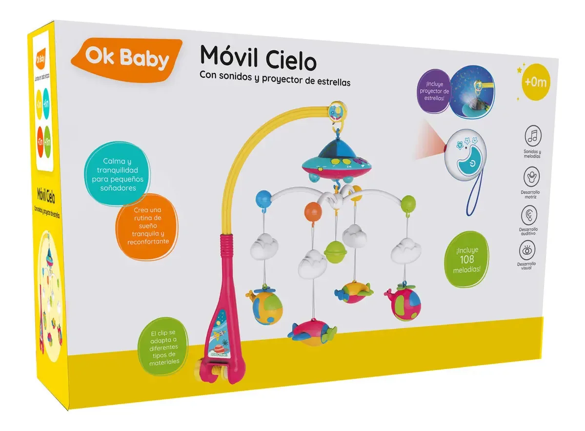 Cunha móvel musical Ovni Ok Baby Cod Okbb0370 Cor multicolorida