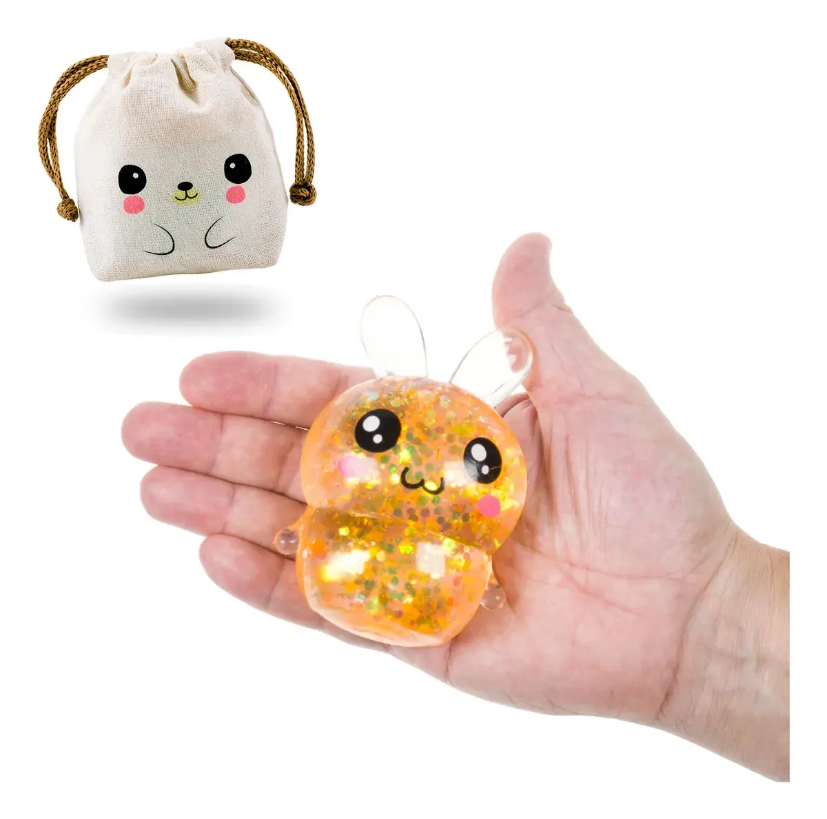 Squishy Galactic Rabbit em bolsa dourada Kawaii