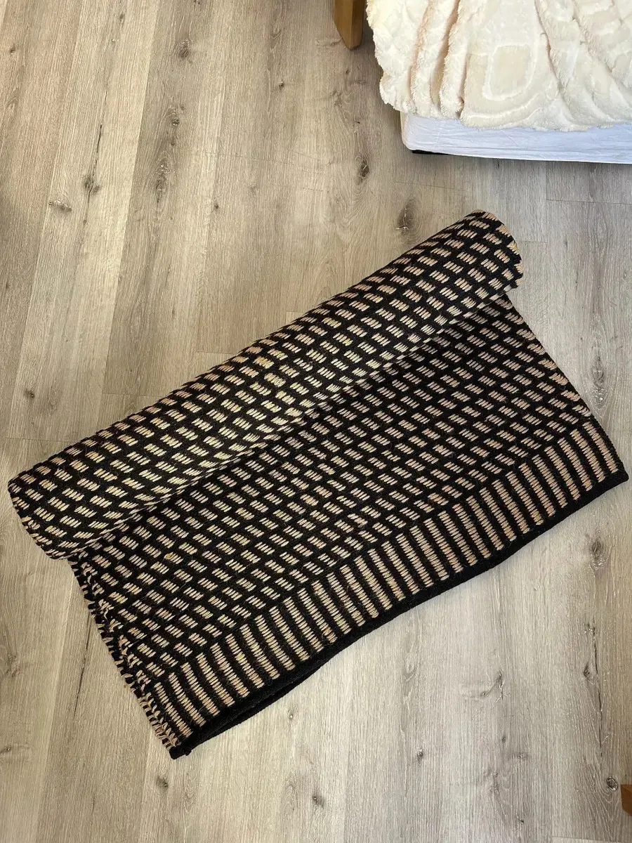 Tapete decorativo de juta e algodão com quadrados pretos 2,75 m 1,85 m quadrado preto