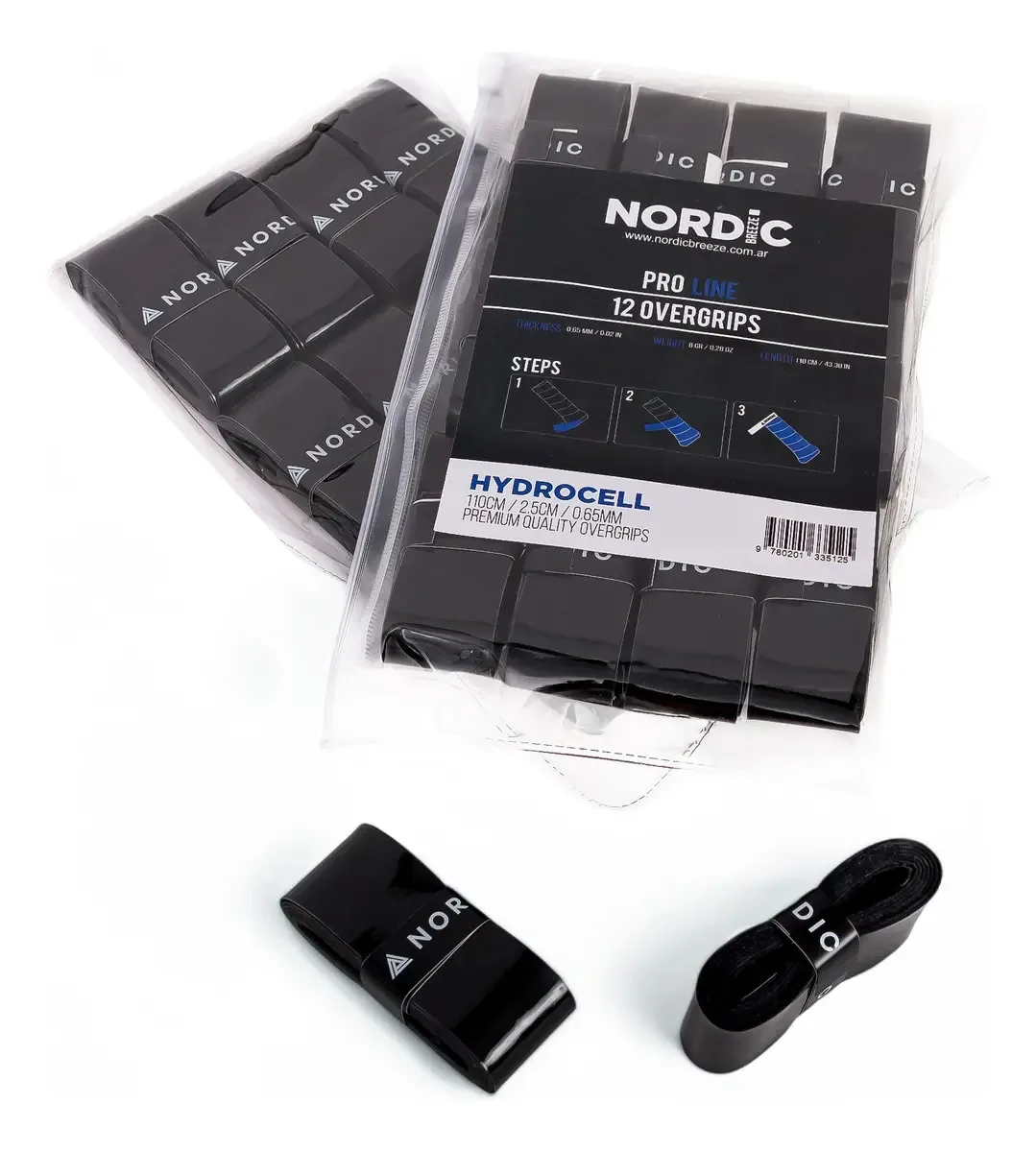 Bolsa de capa Nordic Pro Line Imported Padel Grips X 12 cores preta