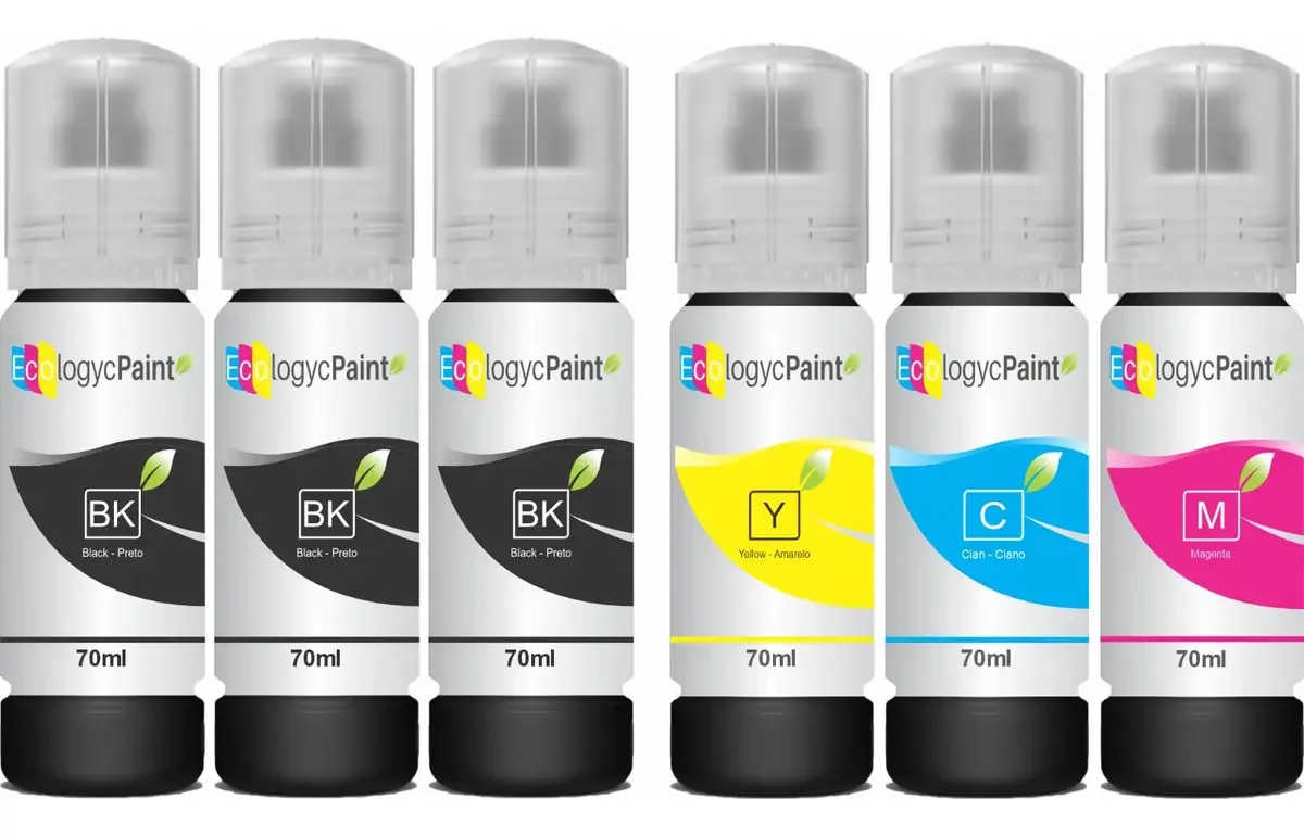 6 Tintas Para Epson 544 L3150 L3110 L3210 L3250 L1210 Tintas Compatíveis Ecologyc Paint