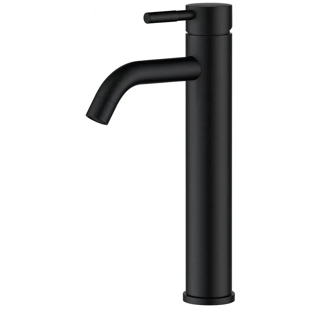 Torneiras para lavatório de banheiro Novohome High Sink de alça única com acabamento em preto fosco