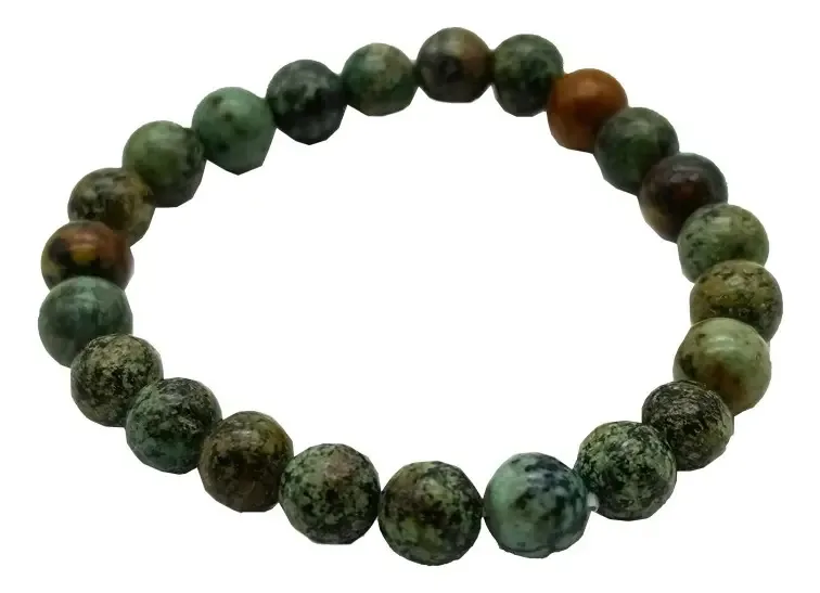 Pulseira de pedra semipreciosa com contas elásticas de pedras preciosas, turquesa africana 6 cm e 6 cm