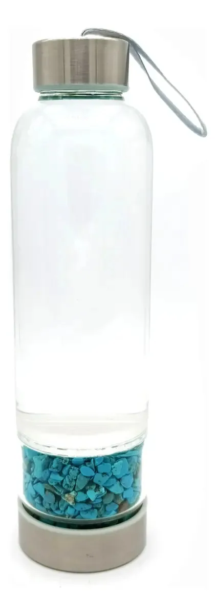 Garrafa de cristal de fundo duplo turquesa