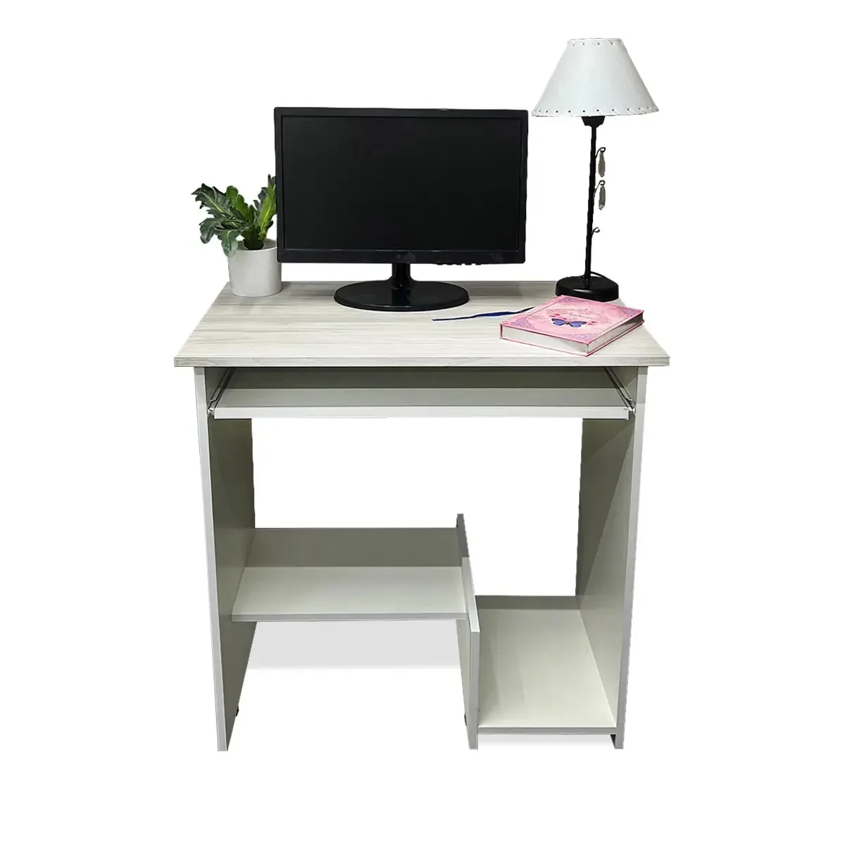 Mesa de mesa para PC com bandeja e prateleira 75x45x77 Designs modernos