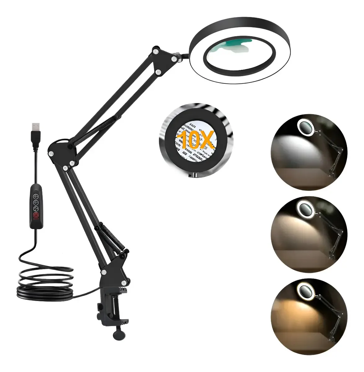 Lâmpada de aumento LED 10x Mesa de podologia articulada de cosmetologia