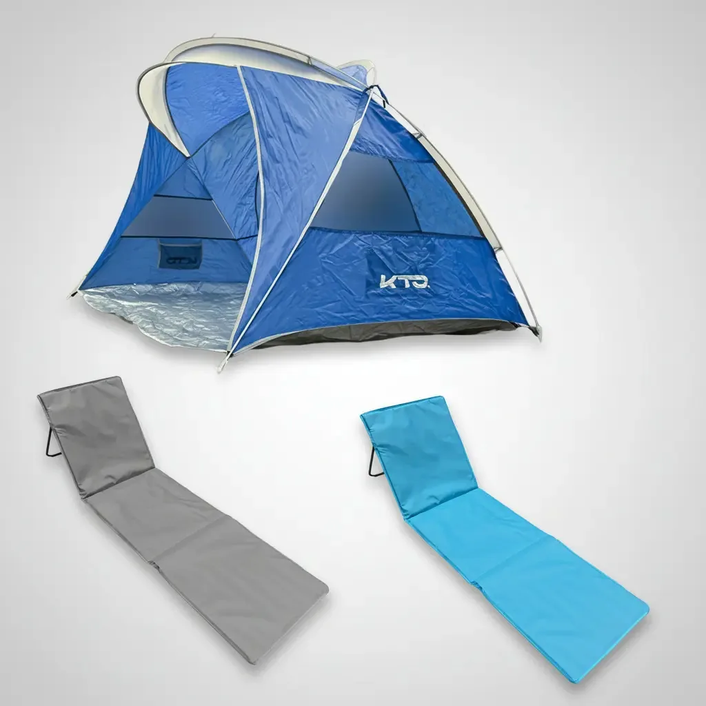 Barraca de praia autoarmada Kto + baús de 2 andares, azul