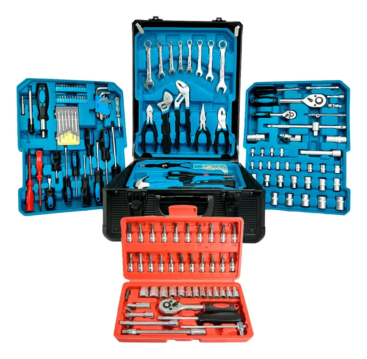 Conjunto de maletas de ferramentas Kto 245 unidades+conjunto de tubos turquesa Crique 46