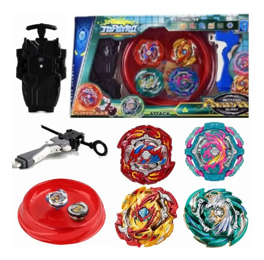 Kit 4 Beyblade Burst + 2 Lançadores + Arena - Topgyro