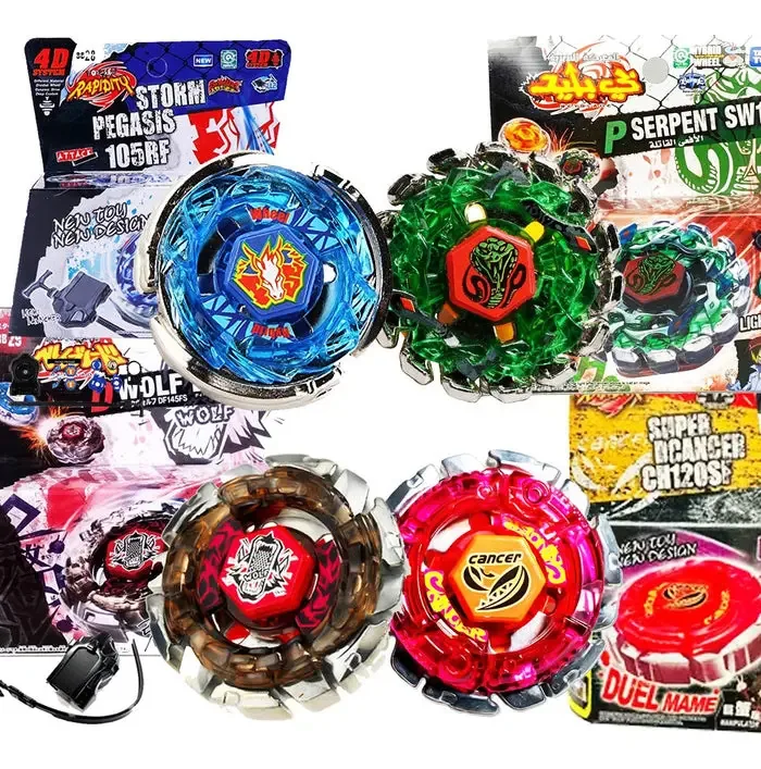 Kit 4 Beyblades Metal Fusion + 4 Lançadores - Top Gyro