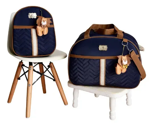 Kit Mala Maternidade Bolsa De Bebê 2 Peças Com Mochila Cor Azul Leão