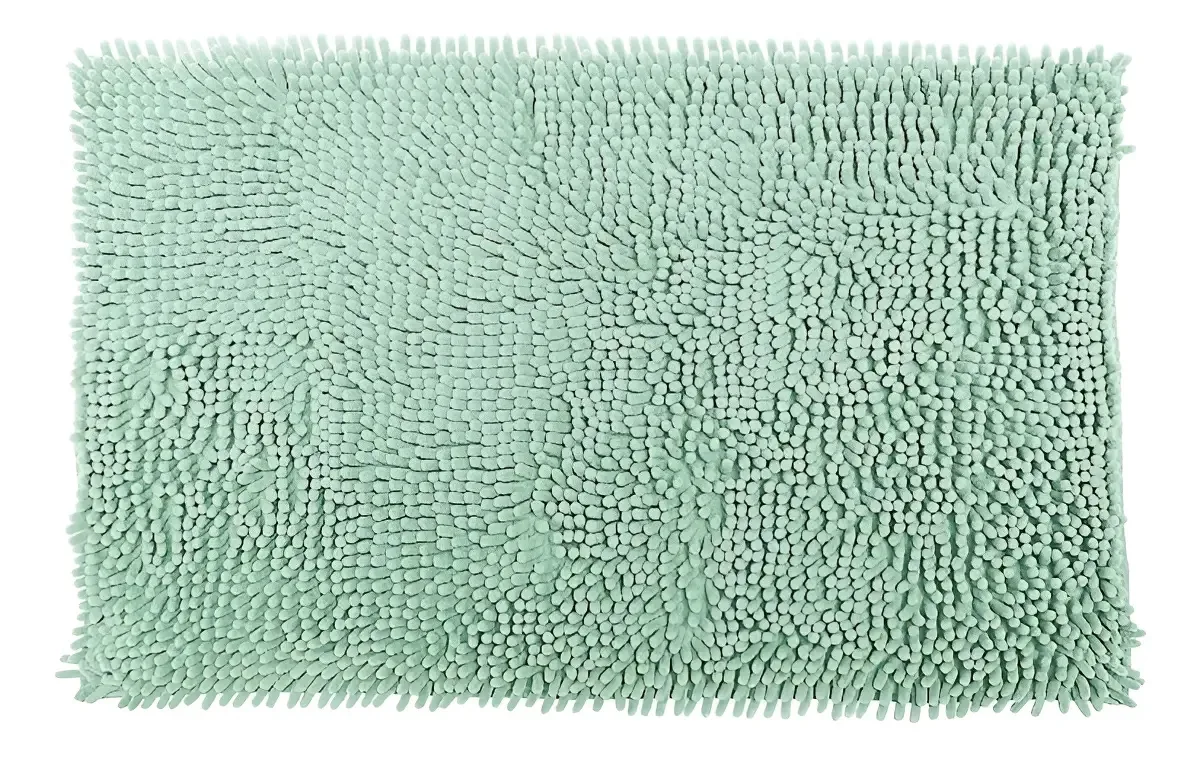Tapete Bolinha Em Microfibra 38x58cm Macio Banheiro Cor Verde Água Liso