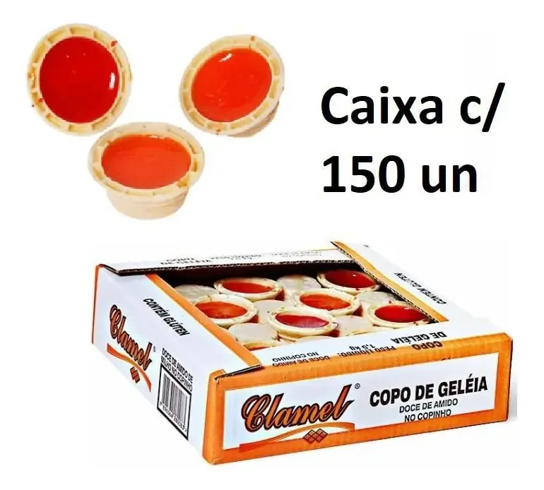 Caixa Com 150 Doces Copinho De Geléia De Frutas Cítricas