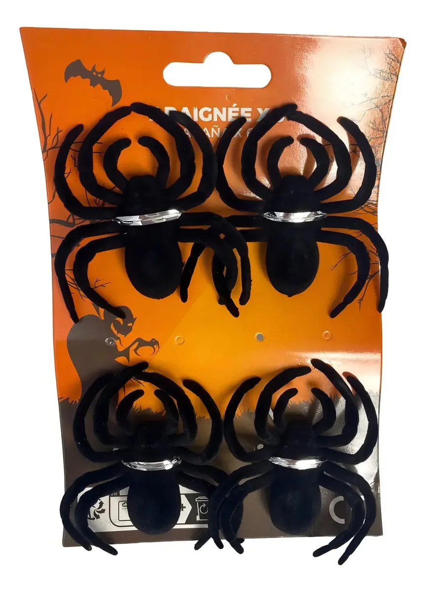 Aranhas Para Decoração De Halloween - Conjunto 4 Unidades